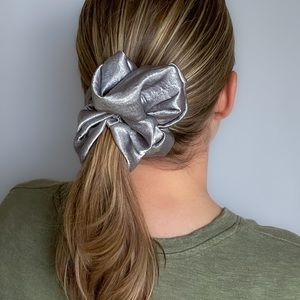 Gray Silky Satin Scrunchie by Raven Lane | Oversized Scrunchie
